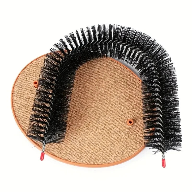 HomePaw Cat Self-Grooming Arch Brush and Scratch Pad - bristle brush detail close-up