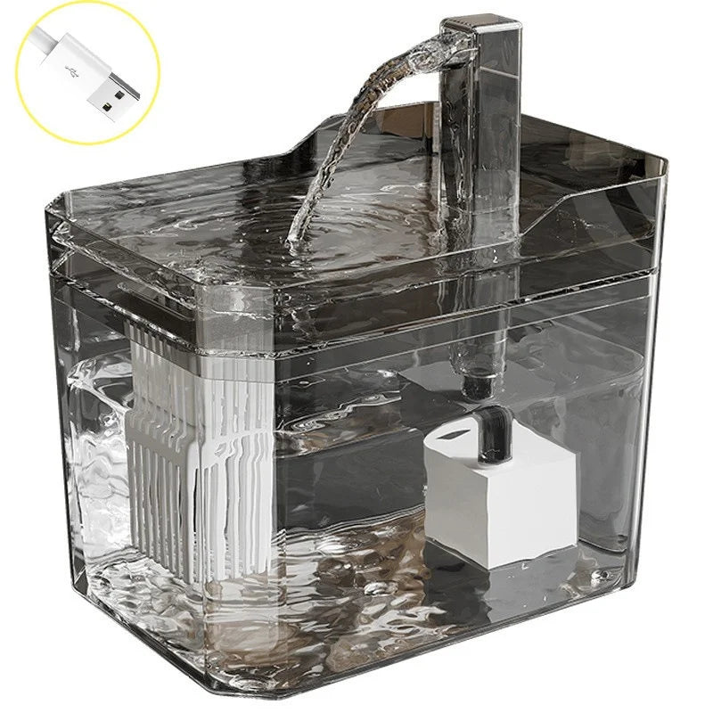 Transparent Cat Water Fountain - USB with Auto Filter