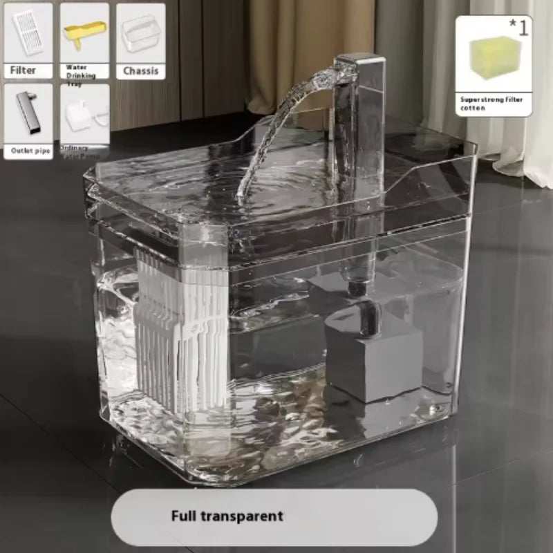 Transparent Cat Water Fountain - USB with Auto Filter
