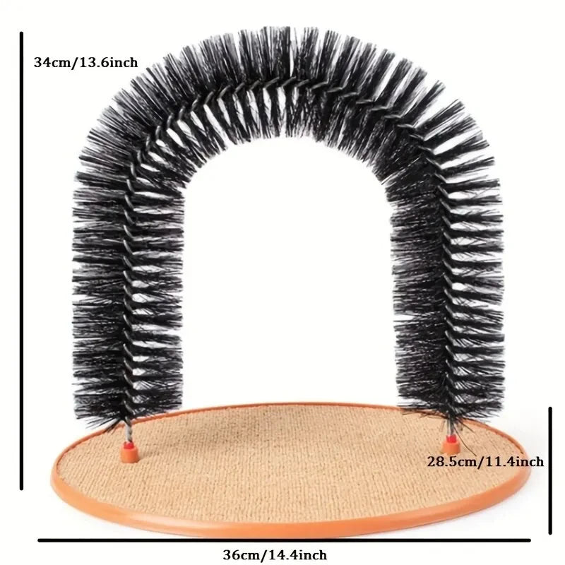 HomePaw Cat Self-Grooming Arch Brush and Scratch Pad - cat rubbing against grooming arch